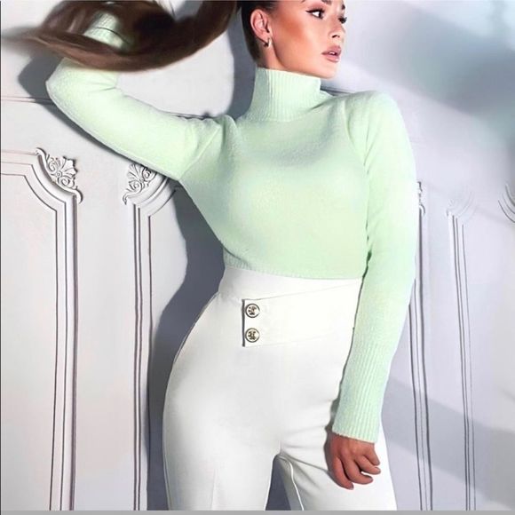 ZARA White High Waisted Gold Button Pant || SZ XS - Picture 5 of 17